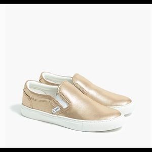 J Crew Gold Womens Slip On Sneakers US 10